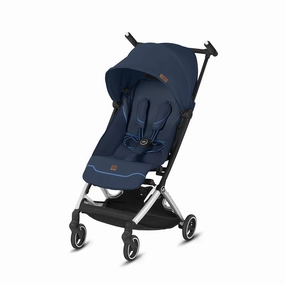 gb Pockit  All City, Ultra Compact Lightweight Travel Stroller with Front Wheel Suspension, Full Canopy, and Reclining Seat in Night Blue