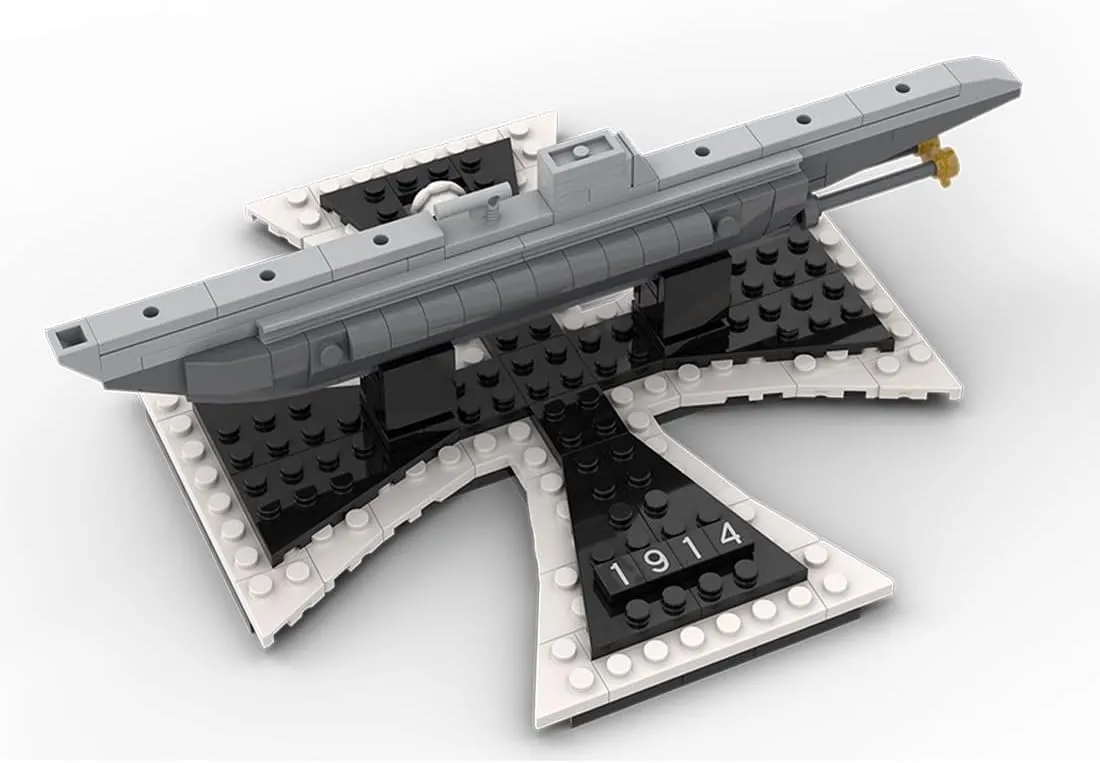 German U-9 WWII U-Boat Building Blocks and Construction Toy, Military-Themed Model to Build and Display 1:200 Scale (217PCS)