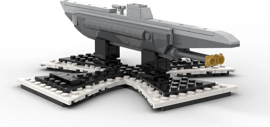 German U-9 WWII U-Boat Building Blocks and Construction Toy, Military-Themed Model to Build and Display 1:200 Scale (217PCS)