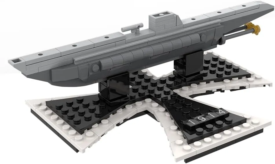 German U-9 WWII U-Boat Building Blocks and Construction Toy, Military-Themed Model to Build and Display 1:200 Scale (217PCS)