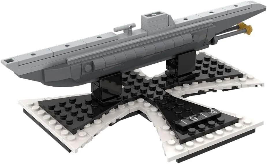 German U-9 WWII U-Boat Building Blocks and Construction Toy, Military-Themed Model to Build and Display 1:200 Scale (217PCS)