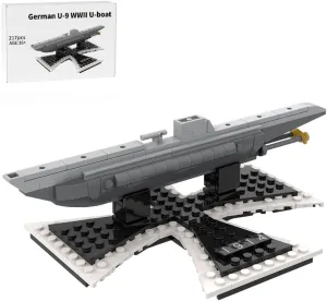 German U-9 WWII U-Boat Building Blocks and Construction Toy, Military-Themed Model to Build and Display 1:200 Scale (217PCS)