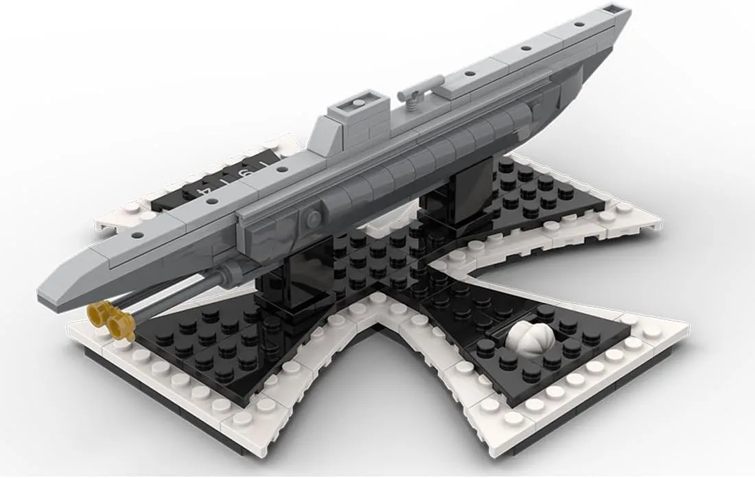 German U-9 WWII U-Boat Building Blocks and Construction Toy, Military-Themed Model to Build and Display 1:200 Scale (217PCS)