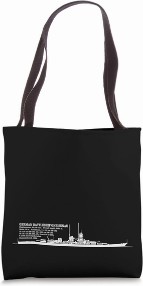 German Battleship Gneisenau Silhouette Infographic Diagram Tote Bag