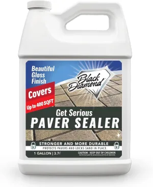 Get Serious Patio Paver Sealer Wet Look - Concrete Sealer Wet Look and Sand Lock All-in-One - Water Based High Gloss Concrete Sealer for Driveway, Brick Sealer, Stone Sealer - 128 Fl Oz Cement Sealer