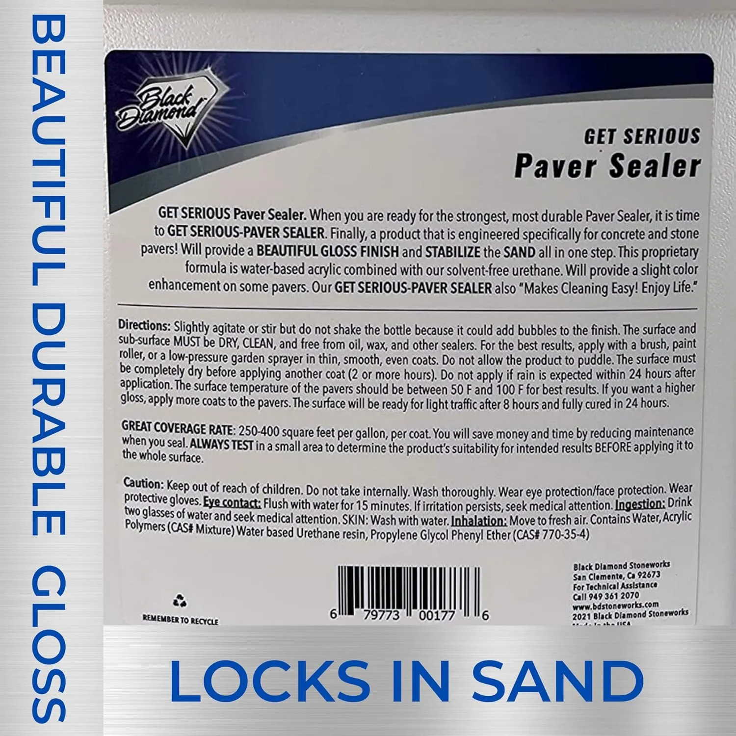 Get Serious Patio Paver Sealer Wet Look - Concrete Sealer Wet Look and Sand Lock All-in-One - Water Based High Gloss Concrete Sealer for Driveway, Brick Sealer, Stone Sealer - 128 Fl Oz Cement Sealer