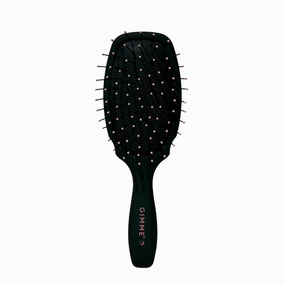 GIMME Hair Brush - Mini Travel Hair Brush for Thick Hair - Detangler Bristle Brush for Women, Teens & Girls - Heat-Resistant, Anti-Static, Flexible Nylon Bristles - Black, Oblong