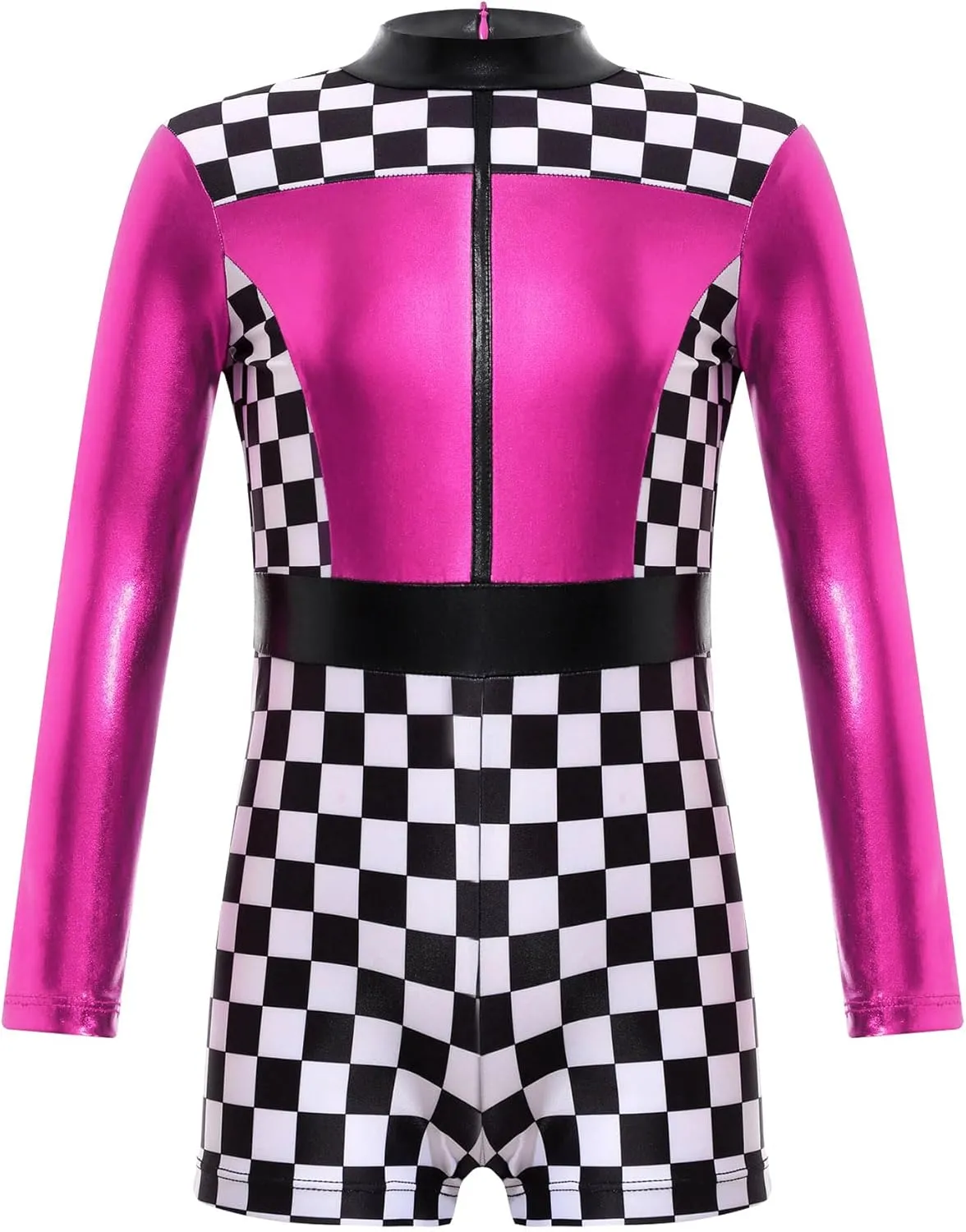 Girls Race Car Driver Costume Kids Racing Jumpsuit Unitard for Halloween Party Racer Cosplay Dress Up