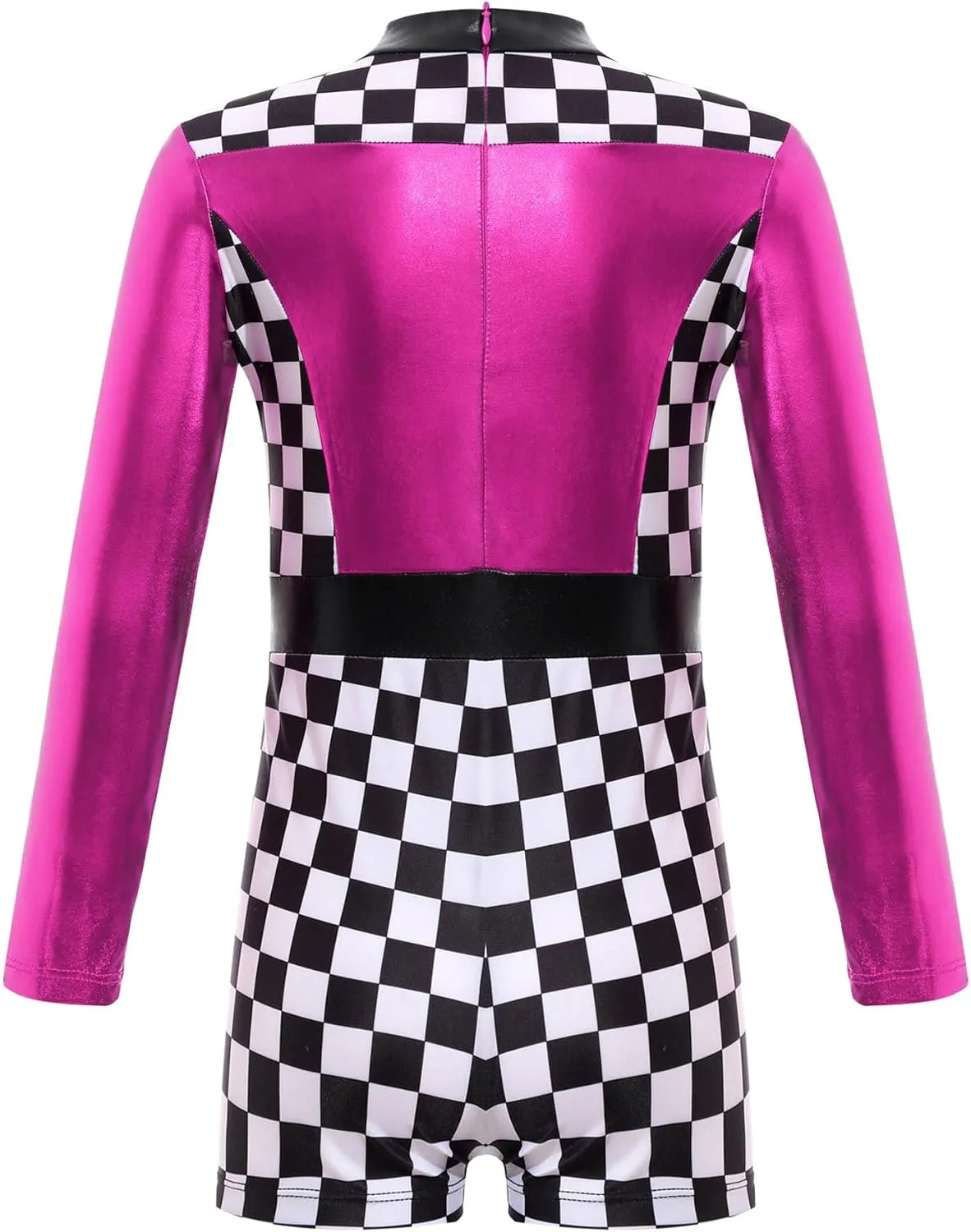 Girls Race Car Driver Costume Kids Racing Jumpsuit Unitard for Halloween Party Racer Cosplay Dress Up