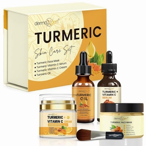 Glow Boosting Moisturizer- Anti-Aging, Reduce Acne, Dark Spot Remover, Hydrates & Controlling Oil & Refining Pores Turmeric Mask - Set of 4 (Turmeric Complete Set)