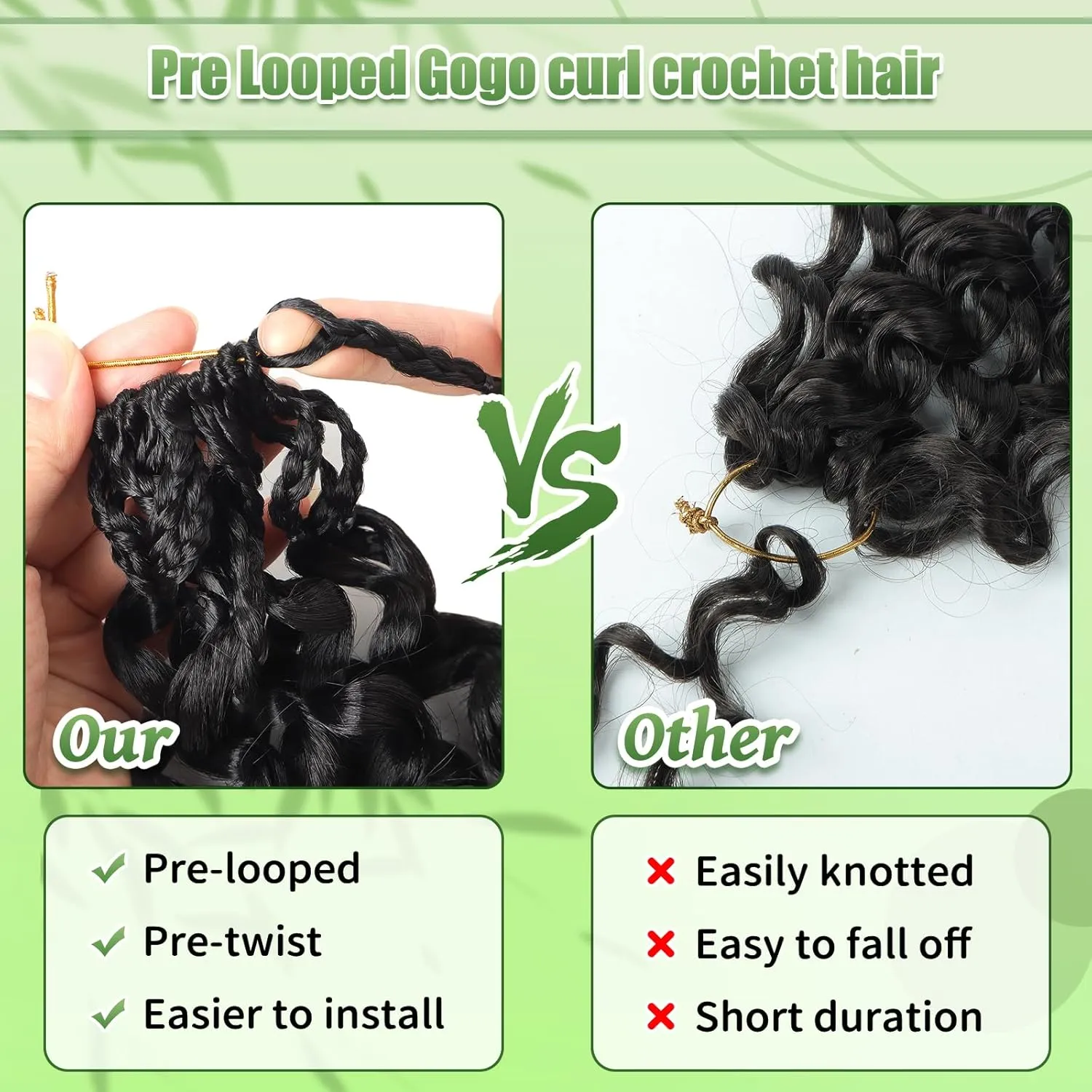 Gogo Curl Crochet Hair 8 Packs Ocean Wave Crochet Hair Pre Looped Deep Twist Goddess Box Braids Curly Water Wave Synthetic Braiding Hair For Black Women (#1B, 18 Inch (Pack of 8))