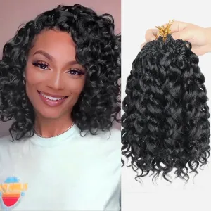 Gogo Curl Crochet Hair 8 Packs Ocean Wave Crochet Hair Pre Looped Deep Twist Goddess Box Braids Curly Water Wave Synthetic Braiding Hair For Black Women (#1B, 18 Inch (Pack of 8))