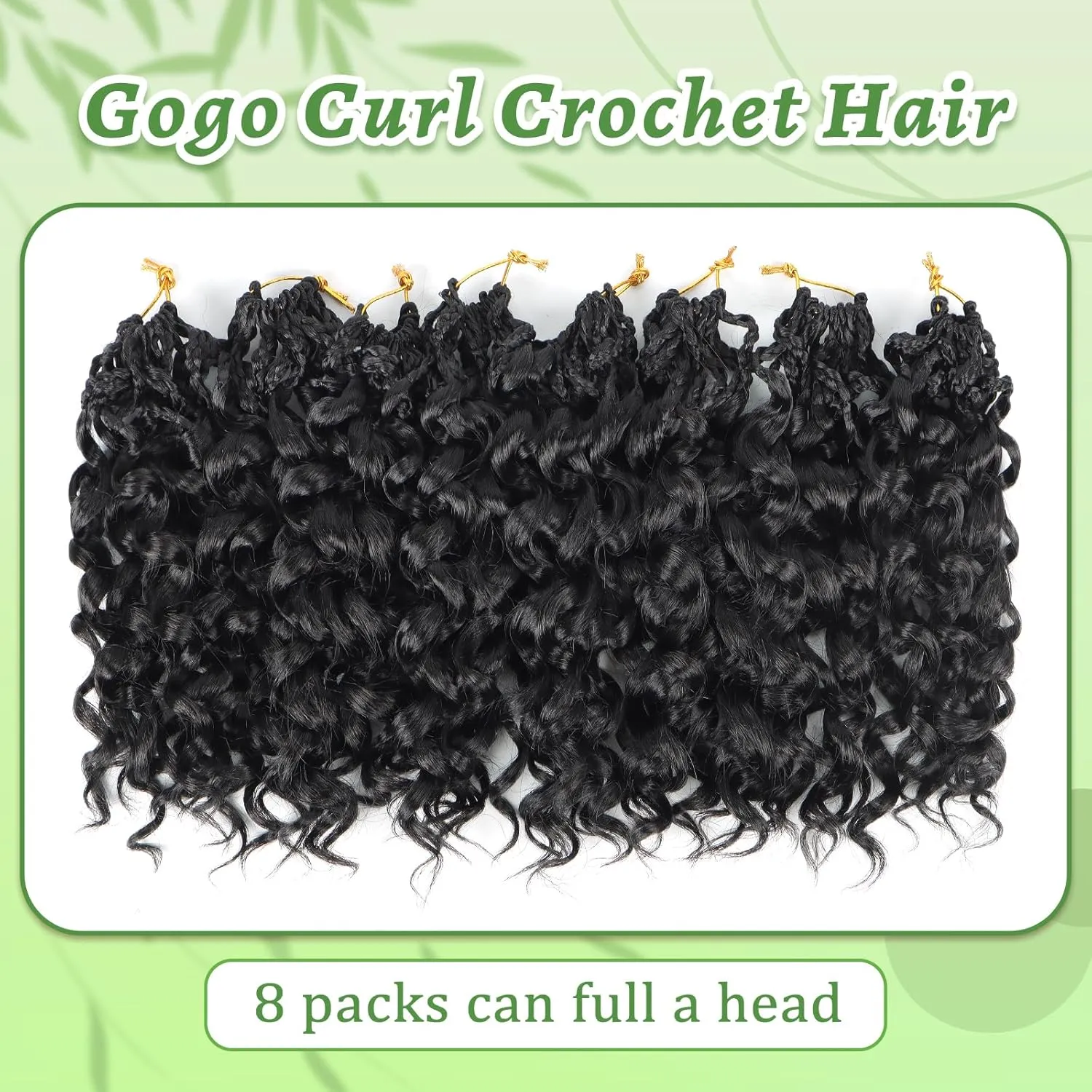 Gogo Curl Crochet Hair 8 Packs Ocean Wave Crochet Hair Pre Looped Deep Twist Goddess Box Braids Curly Water Wave Synthetic Braiding Hair For Black Women (#1B, 18 Inch (Pack of 8))