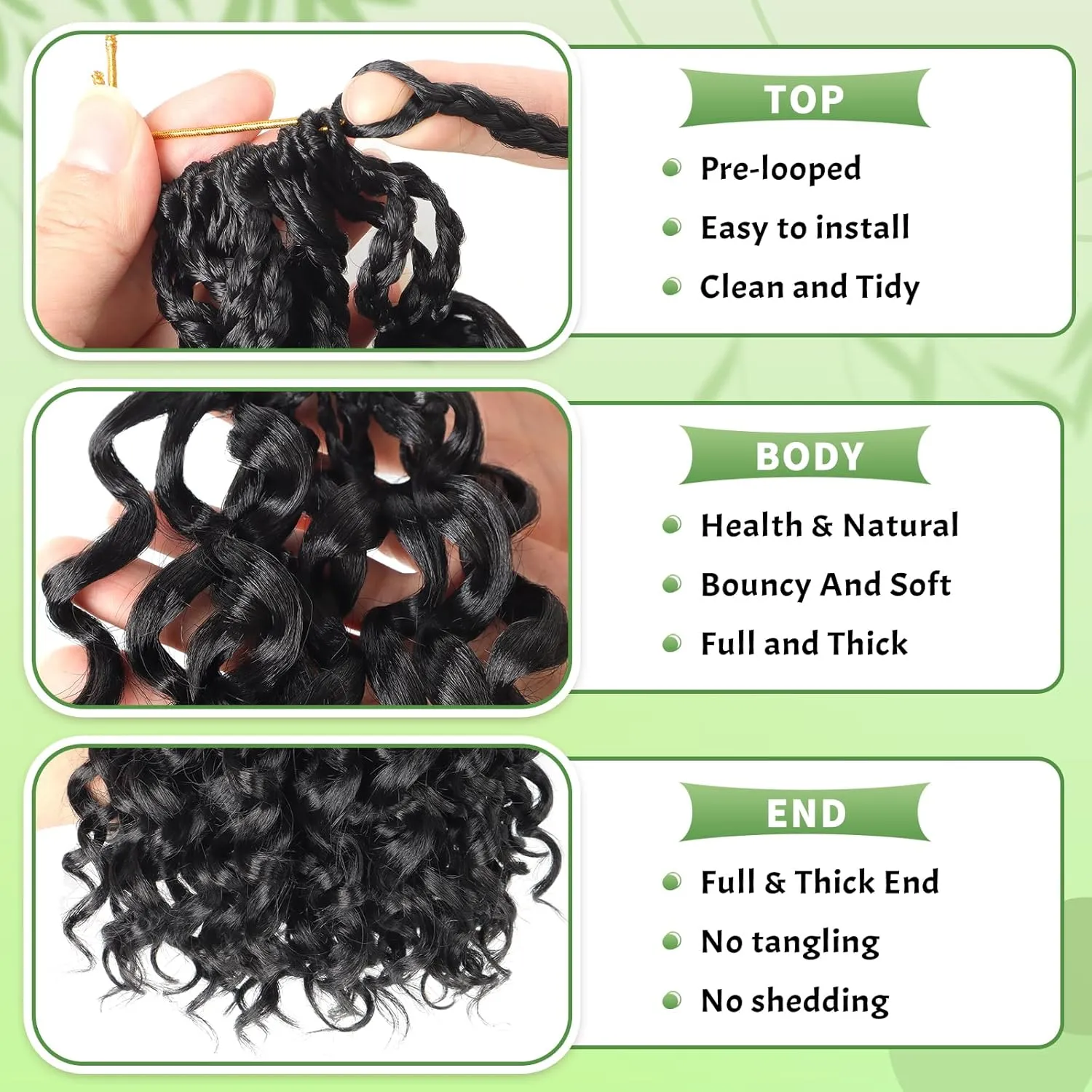 Gogo Curl Crochet Hair 8 Packs Ocean Wave Crochet Hair Pre Looped Deep Twist Goddess Box Braids Curly Water Wave Synthetic Braiding Hair For Black Women (#1B, 18 Inch (Pack of 8))