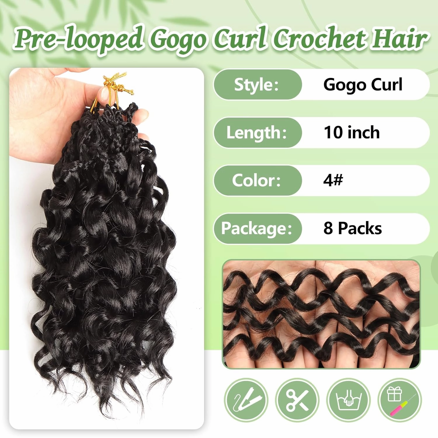 Gogo Curl Crochet Hair 8 Packs Ocean Wave Crochet Hair Pre Looped Deep Twist Goddess Box Braids Curly Water Wave Synthetic Braiding Hair For Black Women (#4, 12 Inch (Pack of 8))