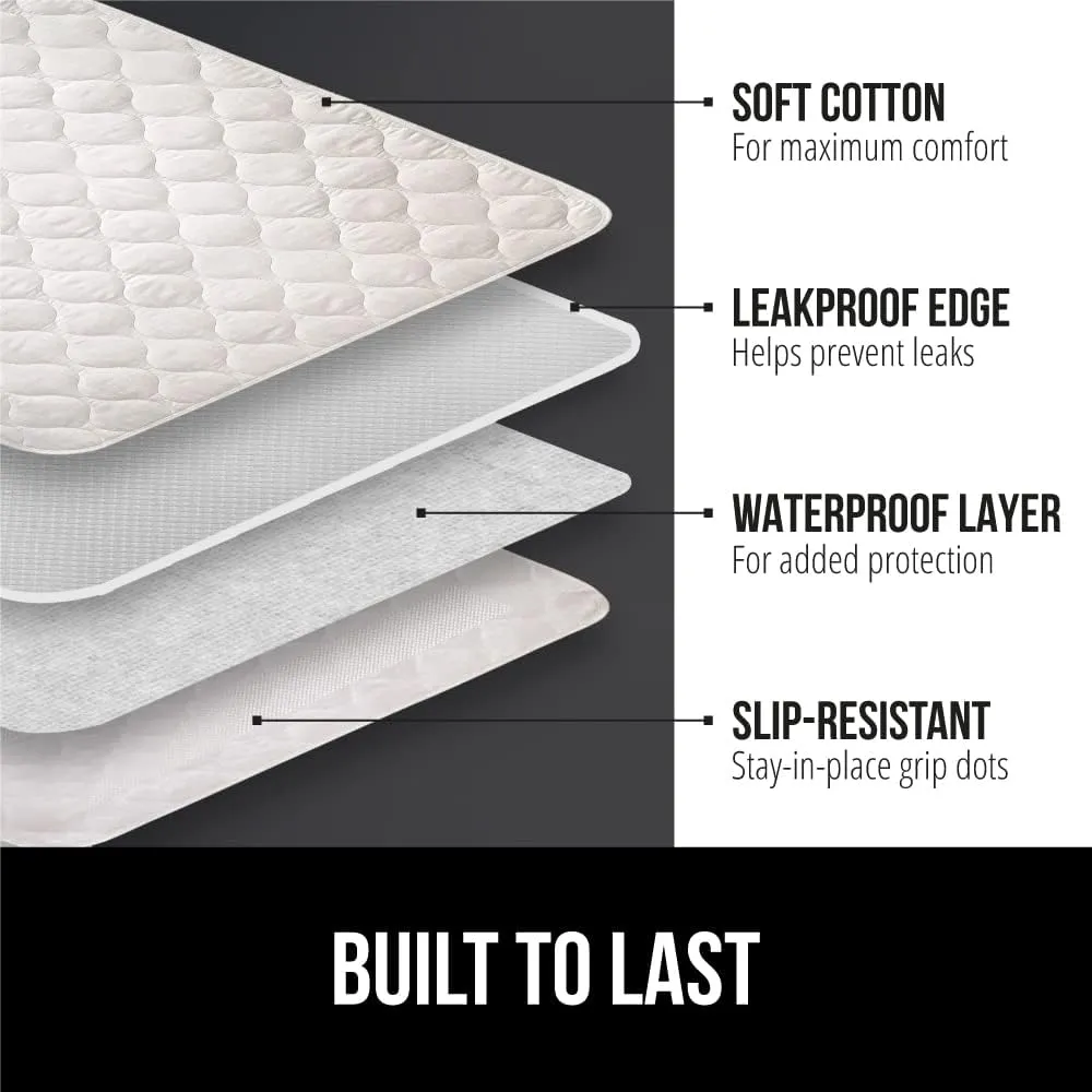 GORILLA GRIP Washable Underpads, Waterproof Reusable Heavy Absorbency Incontinence Bed Pads, Leak Proof Toddler Mattress Pad, 76x34 Slip Resistant Protector for Bedwetting, Adults and Kids, White