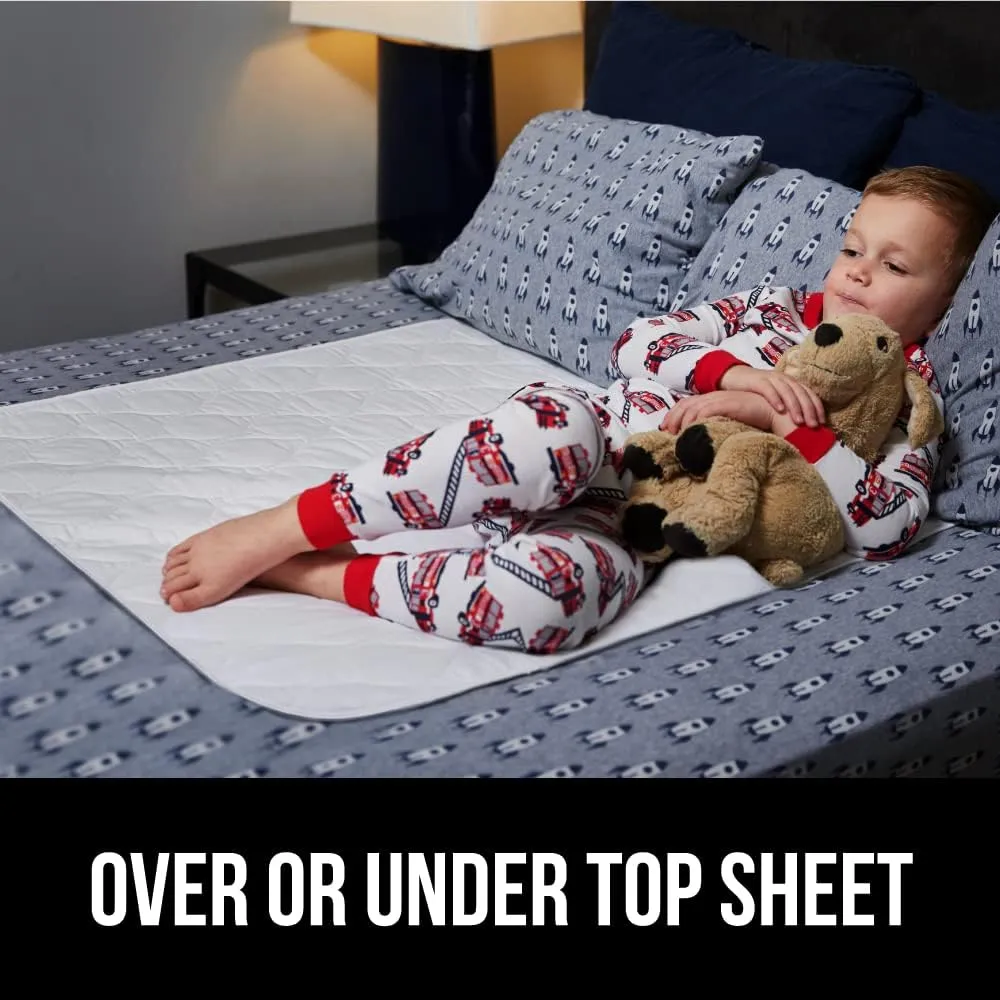 GORILLA GRIP Washable Underpads, Waterproof Reusable Heavy Absorbency Incontinence Bed Pads, Leak Proof Toddler Mattress Pad, 76x34 Slip Resistant Protector for Bedwetting, Adults and Kids, White