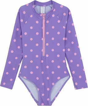 Gottex Kids Long Sleeve Zip Front One Piece Swimsuit Chlorine Fade Resistant and Built-in UPF UV Protection
