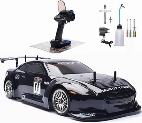 Grade Racing Car Truck - Nitro RC Cars Hobby - 1/10 14IN Professional High-Speed 80KM/H Two-Speed Drift Remote Control Car Nitrogen Drive 4WD Metal Chassis Gas RC Cars Short Course r Vehicle(Dark)