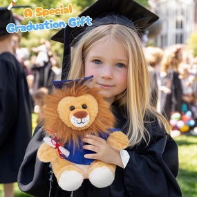 Graduation Lion Stuffed Animal Plush Toy - Cute Graduation Gift, Soft Lion Stuffed Animal with Cap & Gown, Graduation Plush Toy for Kids & Graduates 12inch
