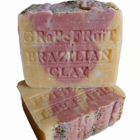 Grapefruit Soap Handmade Aged with Brazilian Clay and Tangerine Butter - All Natural Organic Artisan Citrus Soap