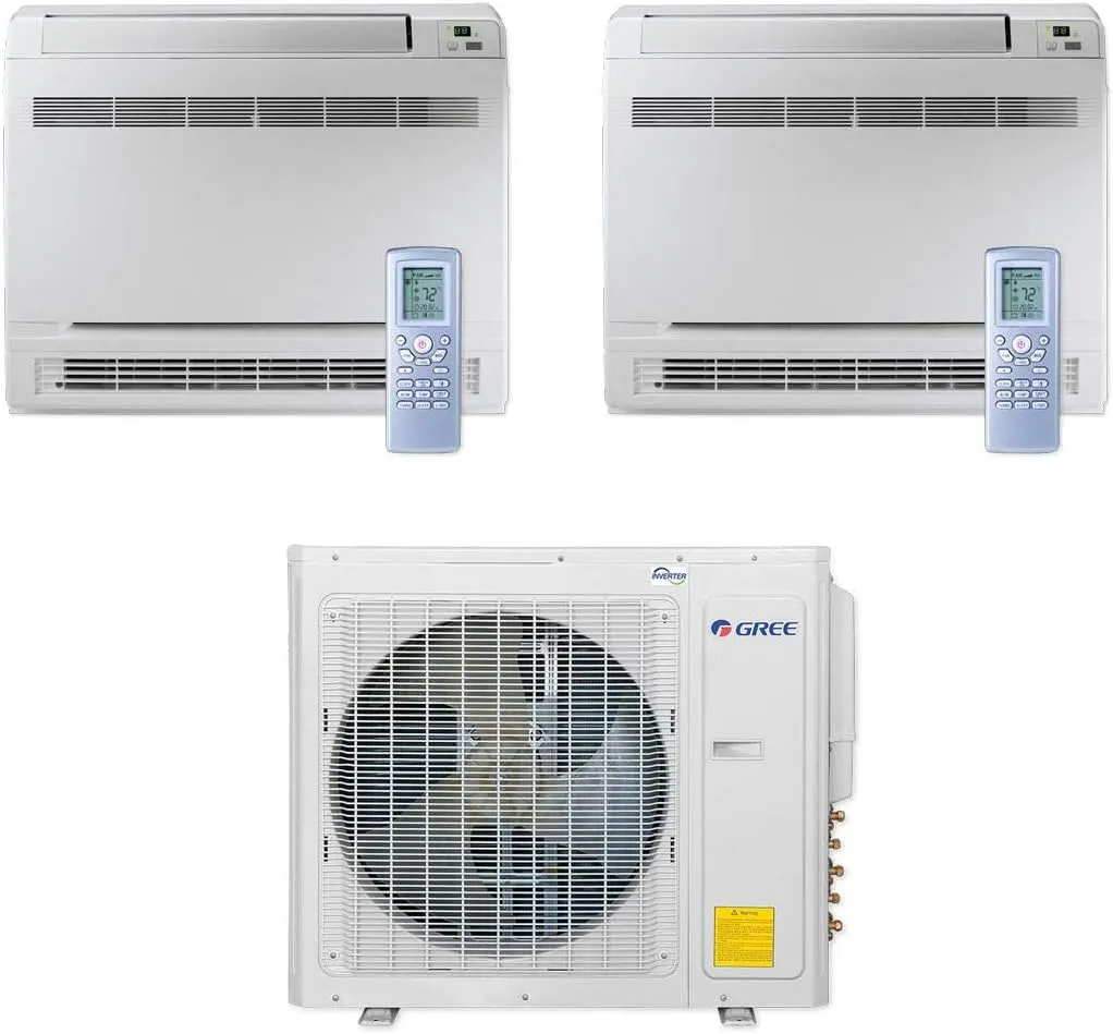 Gree 30,000 BTU Multi21  Dual-Zone Floor Console Mini Split Air Conditioner Heat Pump 208/230V SEER 21 (9-12)