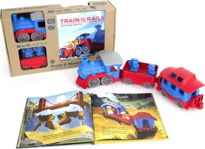 Green Toys Train & Storybook Set - Pretend Play, Motor Skills, Reading, Kids Toy Vehicle Gift Set. No BPA, phthalates, PVC. Dishwasher Safe, Recycled Materials, Made in USA.