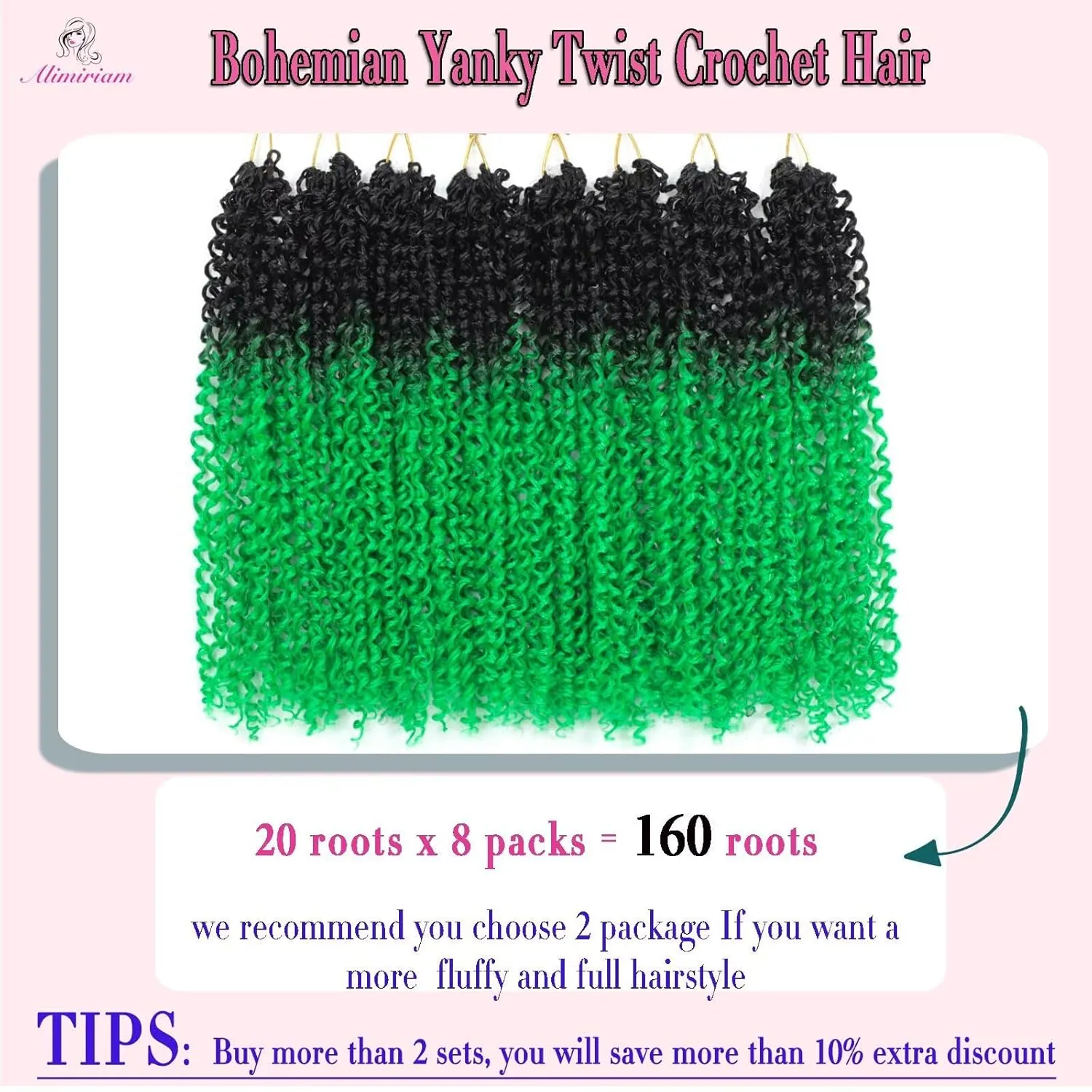 Green Yanky Twist Crochet Hair Pre-looped 8Packs 12inch Pre-twisted Spring Mini Twist Crochet Braid Mini Senegalese Twist Braids Crochet Hair for Black Women #OT/Green