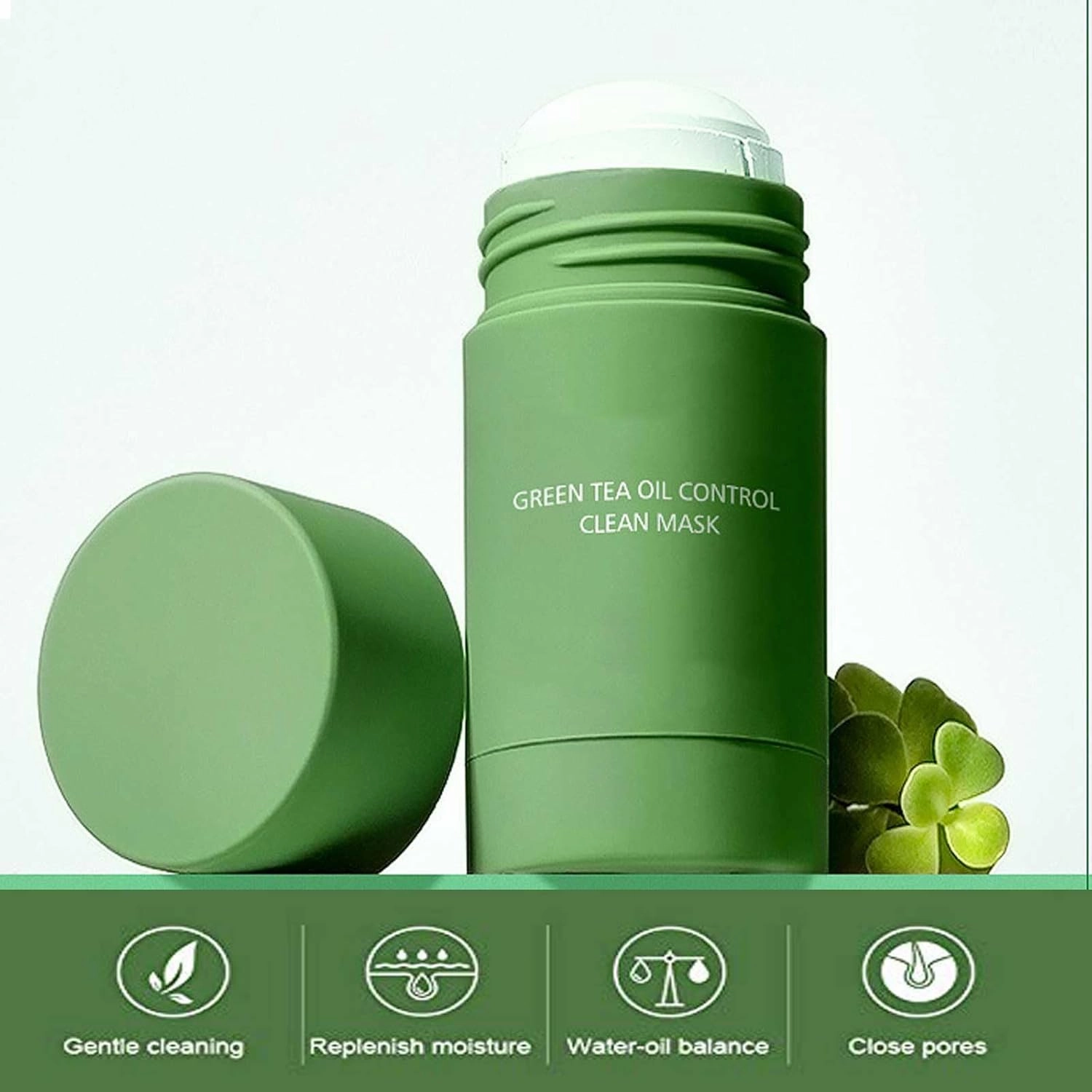 Green Tea Clay Facial Mask Stick, Green Tea Deep Cleanse Mask Stick, Facial Mask Blackhead Remover Clay, For Men And Women Of All Skin Types (2pcs)