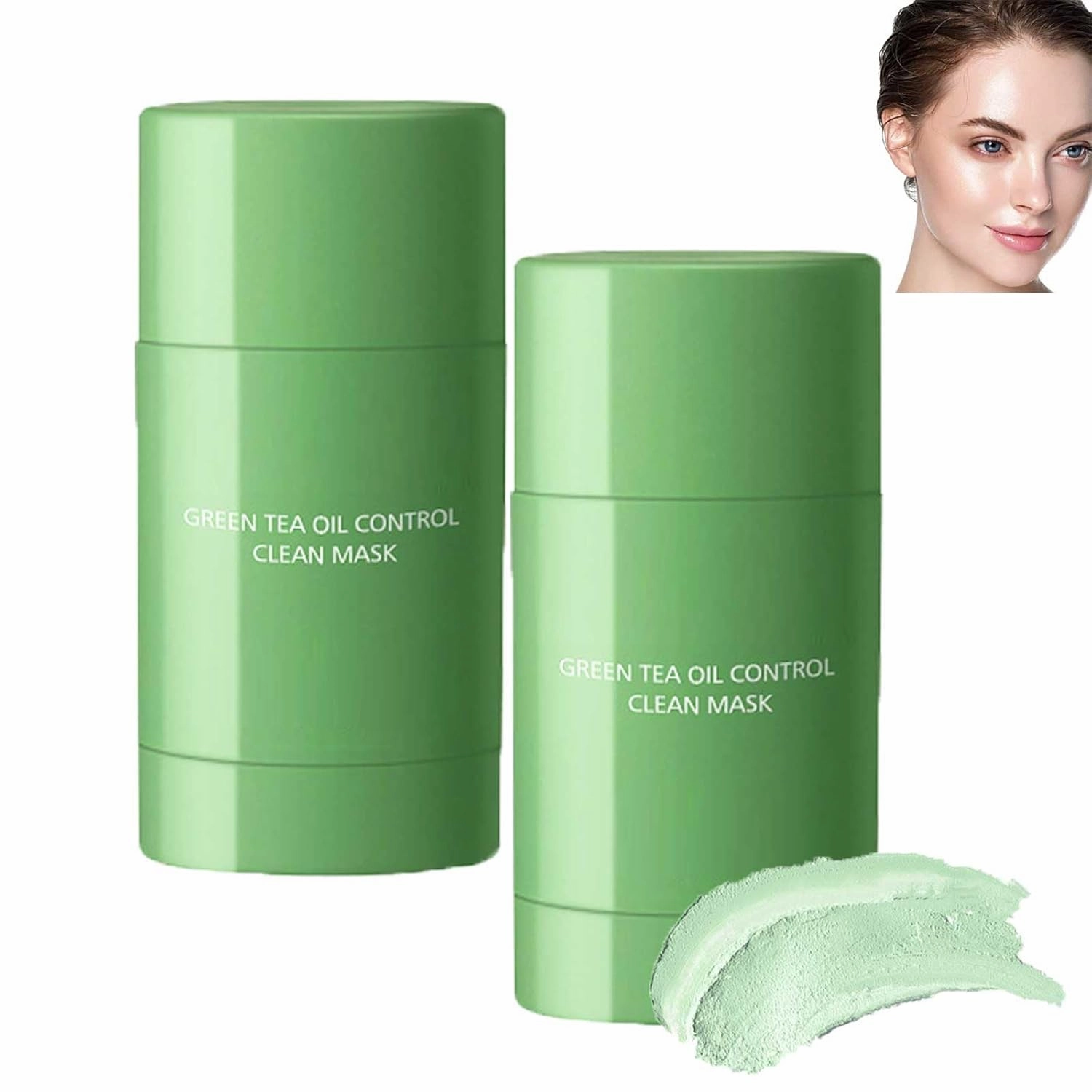 Green Tea Clay Facial Mask Stick, Green Tea Deep Cleanse Mask Stick, Facial Mask Blackhead Remover Clay, For Men And Women Of All Skin Types (2pcs)