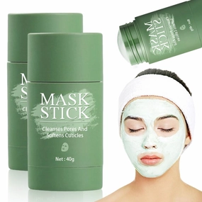 Green Tea Clay Stick for Face,Blackhead Remover with Green Extract for Face, Mask Stick Green Tea Deep Cleanse Mask,Deep Pore Cleansing Moisturizing Brightening for All Skin Types (Green/2pcs)