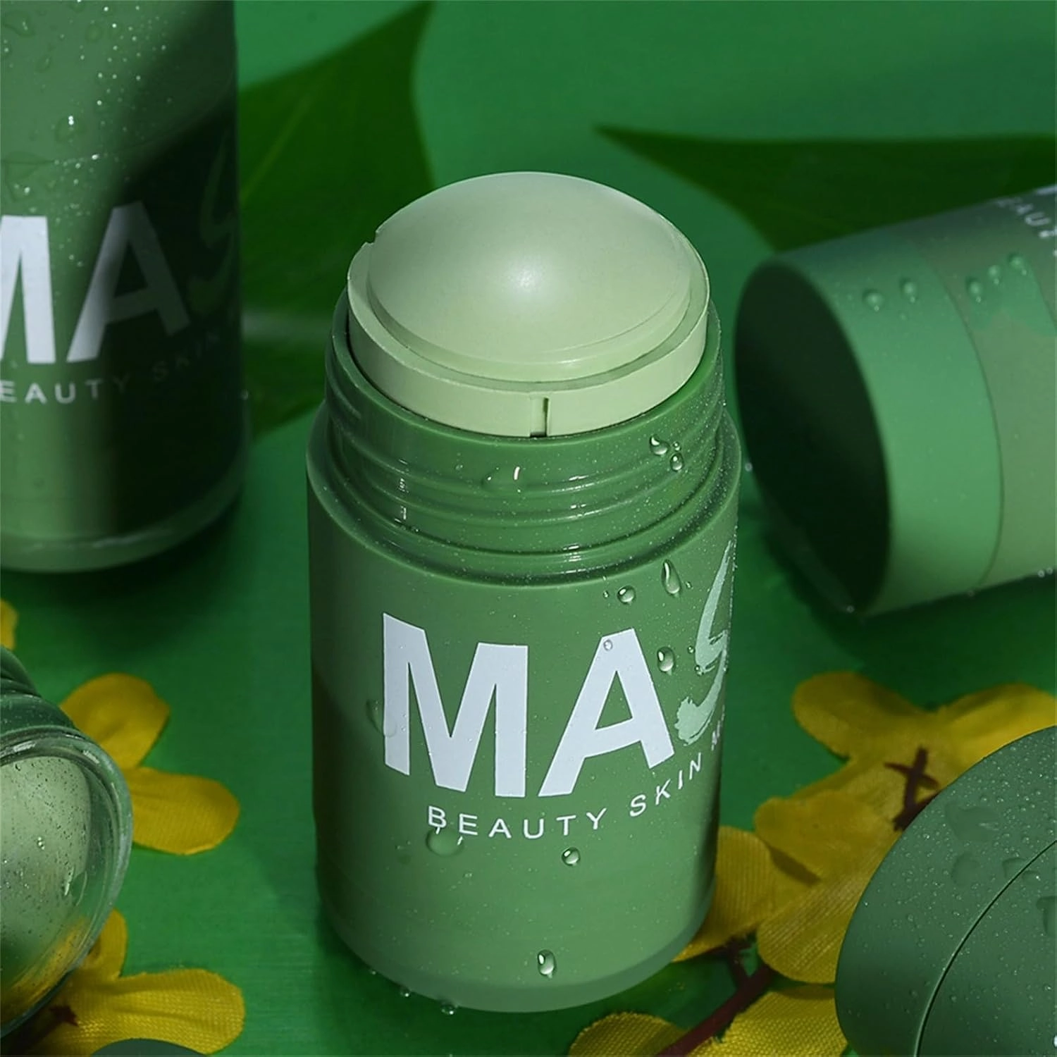 Green Tea Mask Stick for Deep Cleanse, Green Tea Mud Mask, Clay Mask Stick for Poreless Deep Cleanse, Blackhead & Whitehead, Skin Refreshing, Maintain Moisture-Oil Balance, Skin Care Mask 2Pack (3pc)