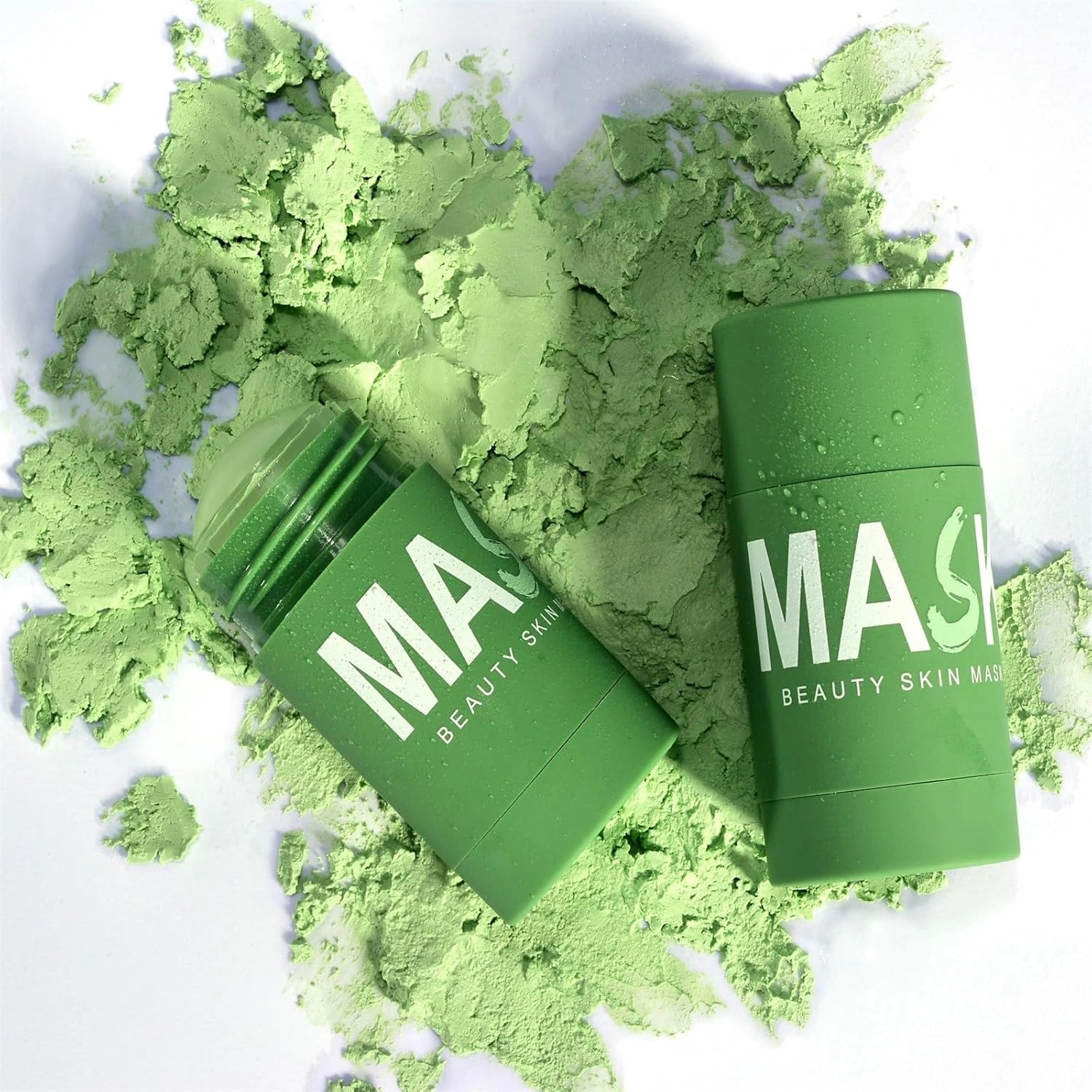 Green Tea Mask Stick for Deep Cleanse, Green Tea Mud Mask, Clay Mask Stick for Poreless Deep Cleanse, Blackhead & Whitehead, Skin Refreshing, Maintain Moisture-Oil Balance, Skin Care Mask 2Pack (3pc)