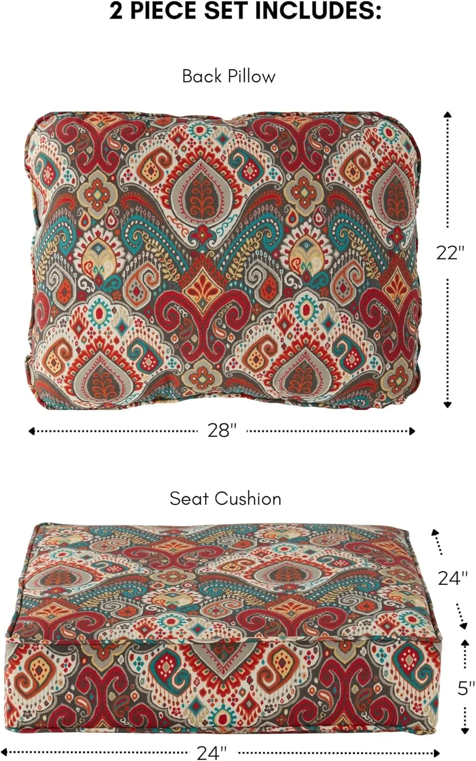 Greendale Home Fashions 2-Piece Outdoor Deep Seat Cushion Set, Painted Desert