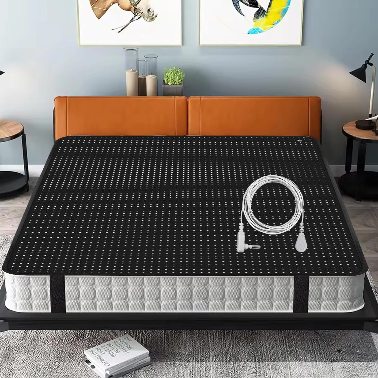 Grounding Mat, Grounding Mat for Bed with Grounding Cord, Soft PU Leather Grounding Sleep Mat, Grounding Mat for Better Sleep, Pain and Stress Relief (54x78inch)