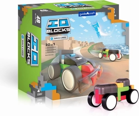 Guidecraft IO Blocks Race Cars Set, STEM Educational Vehicles Building Toy -48 Pieces