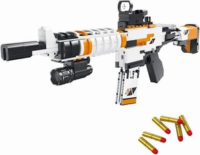 Gun Building Block, 1388 Pcs Manually Loaded Shooting Blaster Model Kit, Military M4A4 Sniper Rifle Weapon Building Kit Compatible with Major Brands