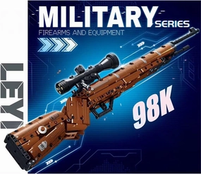 Gun Building Block, 528 Pcs Manually Loaded Shooting Blaster Model Kit, Military 98K Sniper Rifle Weapon Building Kit Compatible with Major Brands