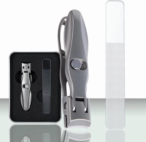 Guowall 2pcs Manicure Set Stainless Steel Nail Clipper and Nano-Glass Nail File Personal Beauty Care Tools with Metal Storage Box