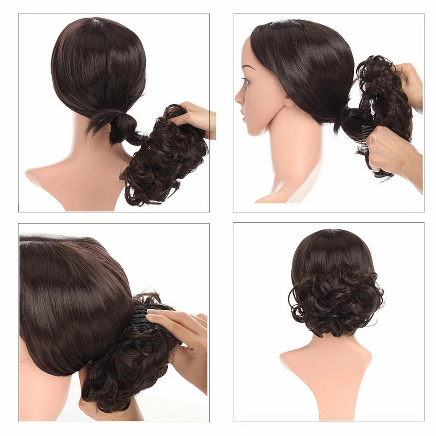 Hair Bun， Messy Bun Hair Piece Curly Hair Bun Extensions Updo Chignon Hairpiece(1#)