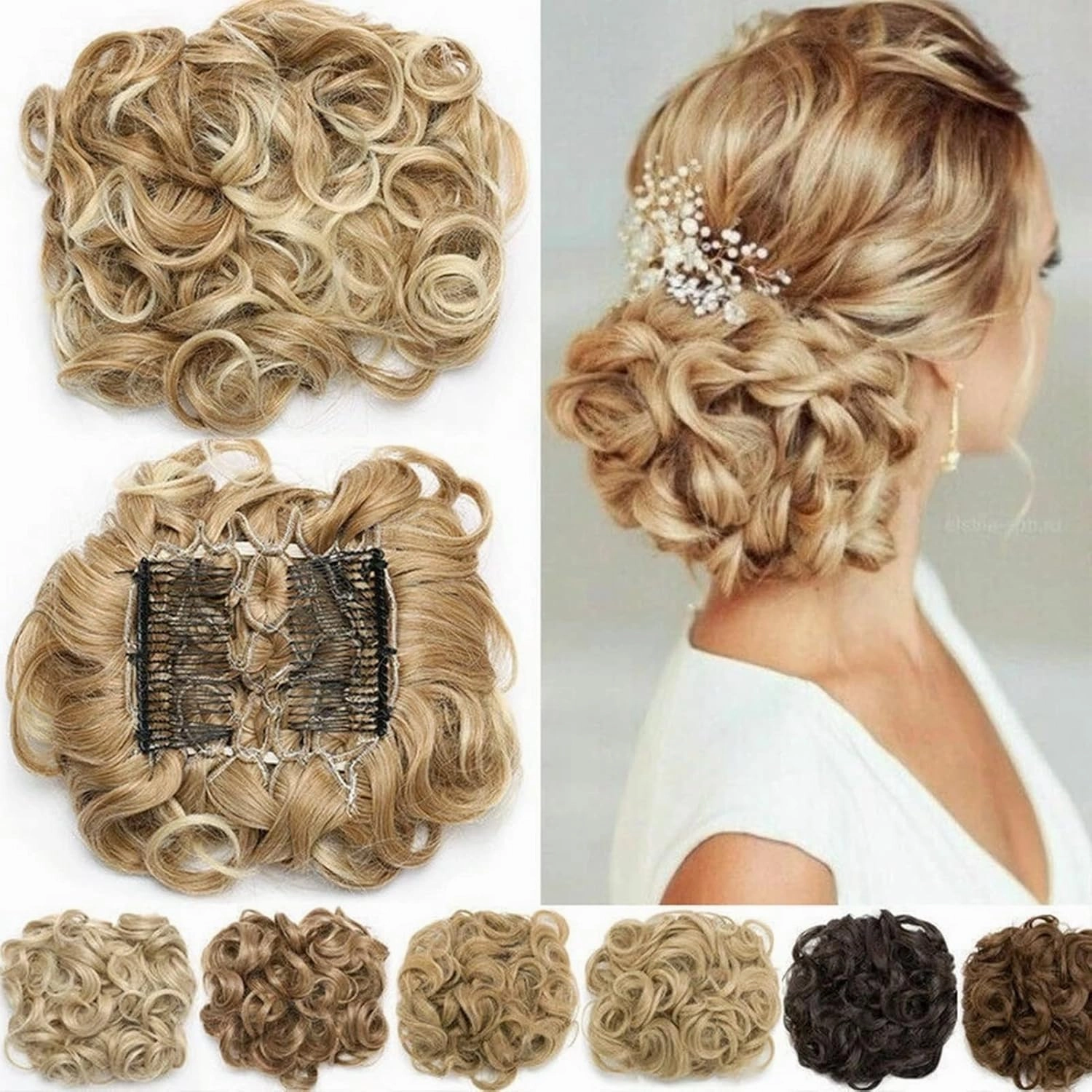 Hair Bun， Messy Bun Hair Piece Curly Hair Bun Extensions Updo Chignon Hairpiece(1#)