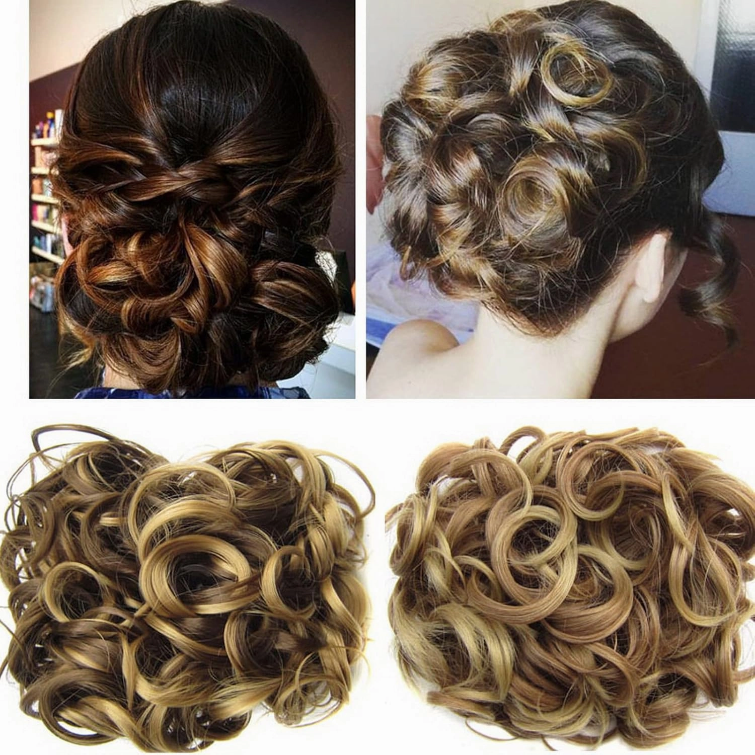 Hair Bun， Messy Bun Hair Piece Curly Hair Bun Extensions Updo Chignon Hairpiece(1#)