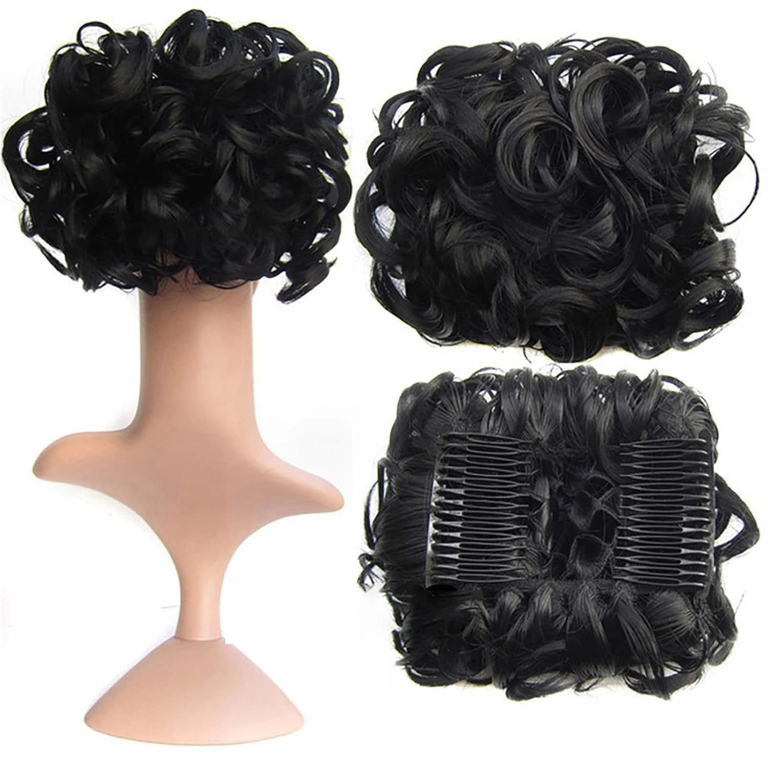 Hair Bun， Messy Bun Hair Piece Curly Hair Bun Extensions Updo Chignon Hairpiece(1#)