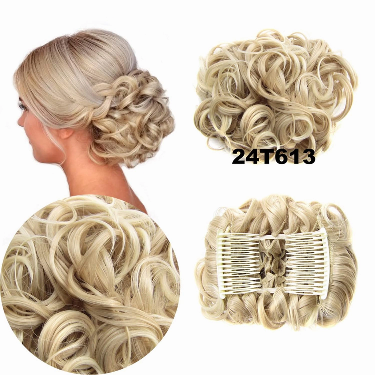 Hair Bun， Messy Bun Hair Piece Curly Hair Bun Extensions Updo Chignon Hairpiece(1#)