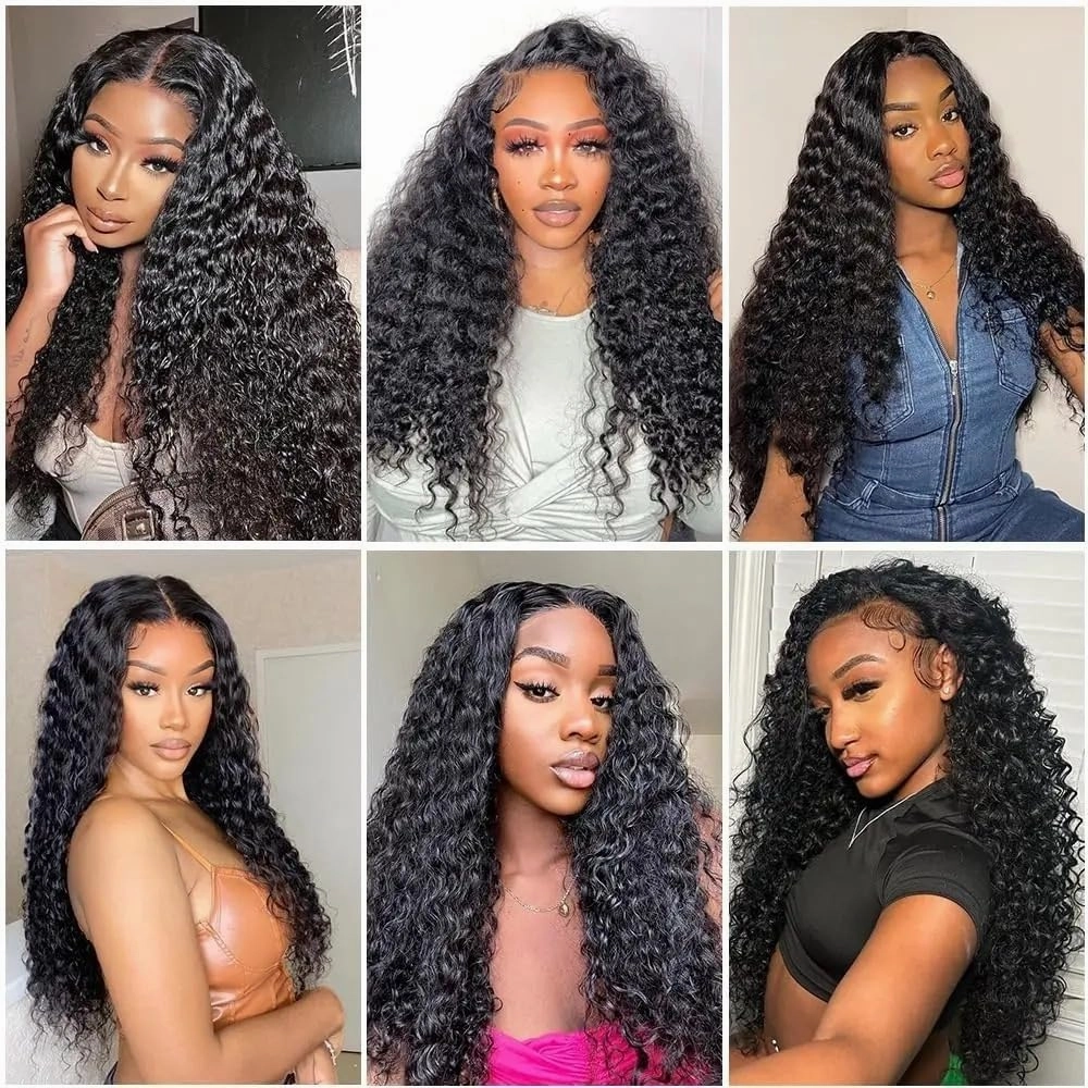 Hair Extensions Clip In Human Hair Extensions 10-26 Inch Long Deep Wave Clip In Extensions 8Pcs 120g Natural Black Wave Curly Brazilian Remy Hair Extensions Hair Pieces(14 Inch)