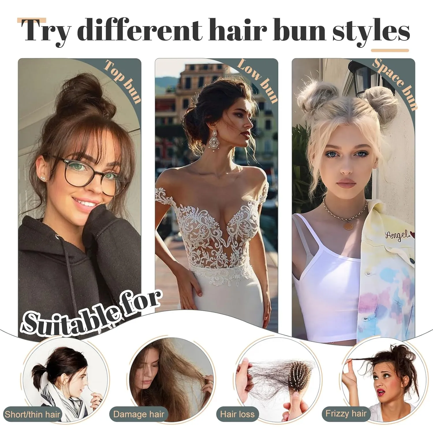 Hairro 2PCS Real Human Hair Messy Bun Extensions - Easy Updo Chignon Scrunchies in Golden Brown, 46g #12