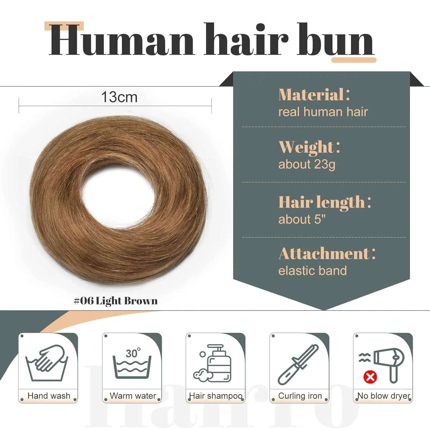 Hairro 2PCS Real Human Hair Messy Bun Extensions - Easy Updo Chignon Scrunchies in Golden Brown, 46g #12