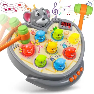 Hammer Pounding Game,Toys for 2   Year Old Boys,Fine Motor Gift for Toddlers 3 4 5 Year Old,Interactive Educational Toy with 5 Game Modes,9 Music & Light,45 speedings