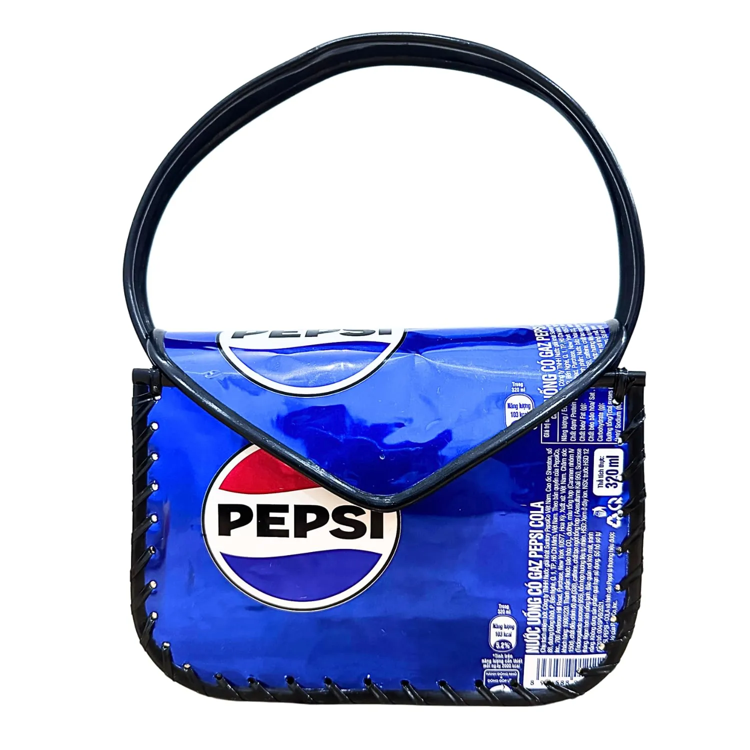Handcrafted Recycled Can Purse - Eco-Friendly Unique Blue Mini Bag with Handle - Upcycled Accessories for Women