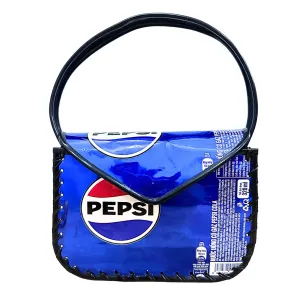 Handcrafted Recycled Can Purse - Eco-Friendly Unique Blue Mini Bag with Handle - Upcycled Accessories for Women